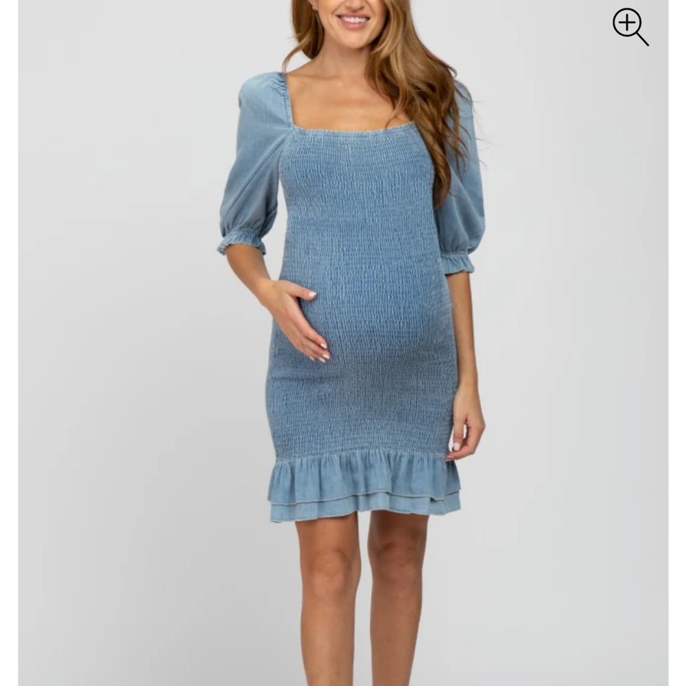 Pink Blush smocked denim Dress